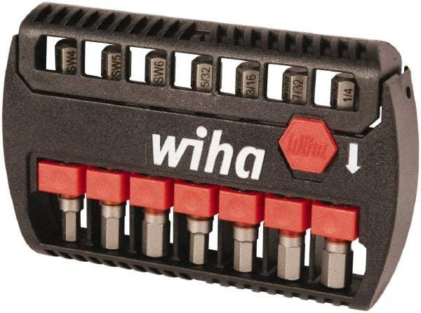 Wiha - 7 Piece, Bit Set - 5/32 to 1/4", 4 to 6mm Hex, Hex Point - Americas Industrial Supply