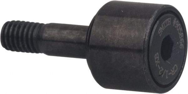 Accurate Bushing - 1-1/4" Roller Diam x 3/4" Width, 1/2" Stud Diam x 1-1/4" Length, Stud Cam Follower with Hex - Carbon Steel, 5/8" Thread Length, 1/2-20 Thread, 2" OAL, 4,470 Lb Dynamic Cap - Americas Industrial Supply