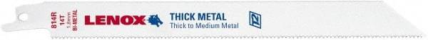 Lenox - 8" Long x 3/4" Thick, Bi-Metal Reciprocating Saw Blade - Straight Profile, 14 TPI, Toothed Edge - Americas Industrial Supply