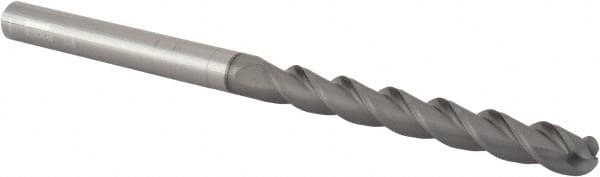 Accupro - 3/8" Diam, 3" LOC, 3 Flute Solid Carbide Ball End Mill - nACRo Finish, Single End, 6" OAL, 3/8" Shank Diam, Spiral Flute - Americas Industrial Supply
