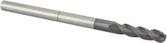 Accupro - 3/8" Diam, 1-1/2" LOC, 3 Flute Solid Carbide Ball End Mill - nACRo Finish, Single End, 6" OAL, 3/8" Shank Diam, Spiral Flute - Americas Industrial Supply