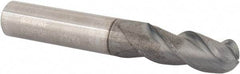 Accupro - 23/64" Diam, 7/8" LOC, 3 Flute Solid Carbide Ball End Mill - nACRo Finish, Single End, 2-1/2" OAL, 3/8" Shank Diam, Spiral Flute - Americas Industrial Supply