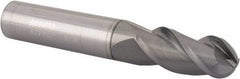Accupro - 9/16" Diam, 1-1/4" LOC, 3 Flute Solid Carbide Ball End Mill - nACRo Finish, Single End, 3-1/2" OAL, 9/16" Shank Diam, Spiral Flute - Americas Industrial Supply