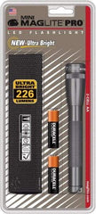 Mag-Lite - Clear LED Bulb, 272 Lumens, Mini Flashlight - Gray Aluminum Body, 2 AA Alkaline Batteries Included - Americas Industrial Supply