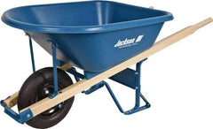 Jackson Professional Tools - 5.75 Cu Ft Capacity Wheelbarrow with 16" Pneumatic Wheel - Wood Handle, 59-1/4" Long x 29-1/2" Wide x 27-1/4" High, Blue - Americas Industrial Supply