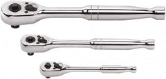 GearWrench - 1/4", 3/8" & 1/2" Drive Pear Head Ratchet Set - Full Polish Chrome Finish, Various Lengths, 45 Gear Teeth, Standard Handle, Standard Head - Americas Industrial Supply