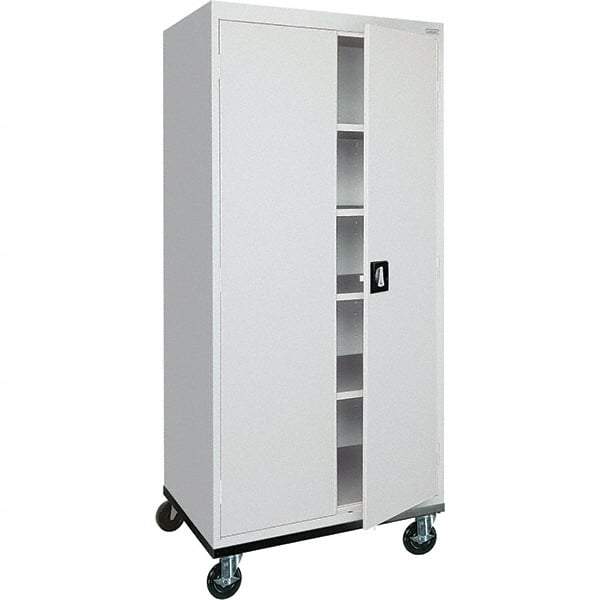 Sandusky Lee - 5 Shelf Mobile Storage Cabinet - Steel, 36" Wide x 24" Deep x 72" High, Dove Gray - Americas Industrial Supply