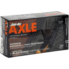 ‎63-632PF/S Disposable Gloves - Ambi-Dex Axle Disposable Nitrile - 4 mil Black - Powder Free - Text Grip - Exact Industrial Supply