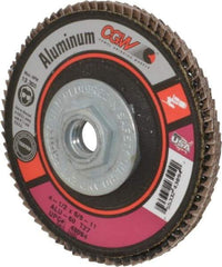 Camel Grinding Wheels - 60 Grit, 4-1/2" Disc Diam, 5/8-11 Center Hole, Type 27 Aluminum Oxide Flap Disc - 13,300 Max RPM, Polyester Backing, Arbor Attaching System, Coated - Americas Industrial Supply