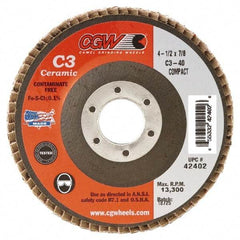 Camel Grinding Wheels - 80 Grit, 5" Disc Diam, 5/8-11 Center Hole, Ceramic Flap Disc - 12,200 Max RPM, Polyester Backing, Arbor Attaching System, Coated - Americas Industrial Supply