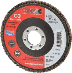 Camel Grinding Wheels - 60 Grit, 4-1/2" Disc Diam, 7/8" Center Hole, Ceramic Flap Disc - 13,300 Max RPM, Polyester Backing, Arbor Attaching System, Coated - Americas Industrial Supply