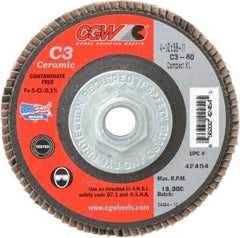 Camel Grinding Wheels - 60 Grit, 4-1/2" Disc Diam, 5/8-11 Center Hole, Ceramic Flap Disc - 13,300 Max RPM, Polyester Backing, Arbor Attaching System, Coated - Americas Industrial Supply