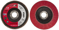 Camel Grinding Wheels - 60 Grit, 5" Disc Diam, 7/8" Center Hole, Ceramic Flap Disc - 12,200 Max RPM, Polyester Backing, Arbor Attaching System, Coated - Americas Industrial Supply