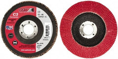 Camel Grinding Wheels - 80 Grit, 5" Disc Diam, 7/8" Center Hole, Ceramic Flap Disc - 12,200 Max RPM, Polyester Backing, Arbor Attaching System, Coated - Americas Industrial Supply