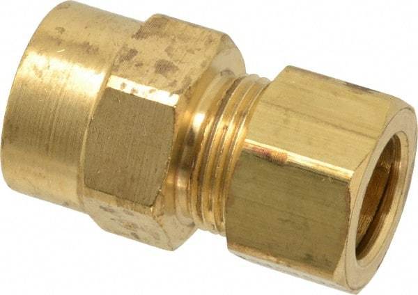 Parker - 5/8" OD, Brass Female Connector - 150 Max Working psi, -65 to 250°F, Comp x FNPT Ends - Americas Industrial Supply