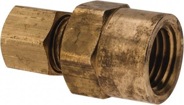 Parker - 1/4" OD, Brass Female Connector - 300 Max Working psi, -65 to 250°F, Comp x FNPT Ends - Americas Industrial Supply