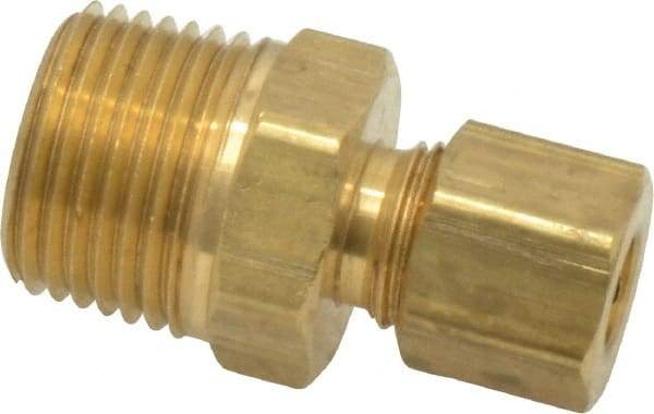 Parker - 1/4" OD, Brass Male Connector - 300 Max Working psi, -65 to 250°F, Comp x MNPT Ends - Americas Industrial Supply
