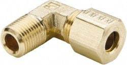Parker - 5/16" OD, Brass Male Elbow - 300 Max Working psi, -65 to 250°F, Comp x MNPT Ends - Americas Industrial Supply