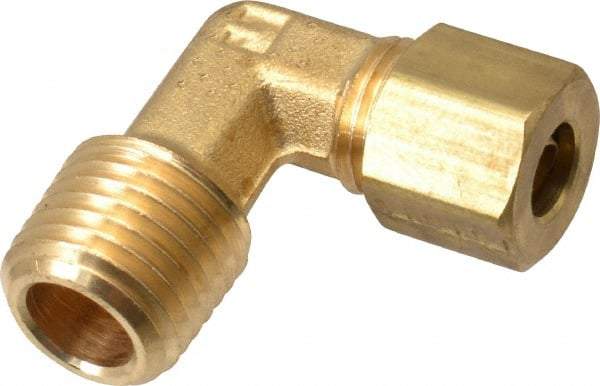 Parker - 1/4" OD, Brass Male Elbow - 300 Max Working psi, -65 to 250°F, Comp x MNPT Ends - Americas Industrial Supply