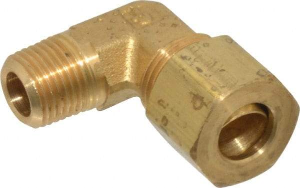 Parker - 5/16" OD, Brass Male Elbow - 300 Max Working psi, -65 to 250°F, Comp x MNPT Ends - Americas Industrial Supply