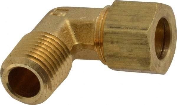 Parker - 3/8" OD, Brass Male Elbow - 200 Max Working psi, -65 to 250°F, Comp x MNPT Ends - Americas Industrial Supply