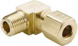 Parker - 7/16" OD, Brass Male Elbow - 200 Max Working psi, -65 to 250°F, Comp x MNPT Ends - Americas Industrial Supply