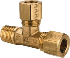 Parker - 3/8" OD, Brass Male Run Tee - 200 Max Working psi, -65 to 250°F, Comp x MNPT x Comp Ends - Americas Industrial Supply