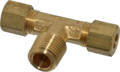 Parker - 1/4" OD, Brass Male Branch Tee - 300 Max Working psi, -65 to 250°F, Comp x Comp x MNPT Ends - Americas Industrial Supply