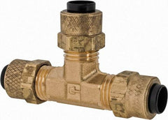 Parker - 1/4" OD, Brass Union Tee - 150 Max Working psi, 0 to 150°F, Comp x Comp x Comp Ends - Americas Industrial Supply