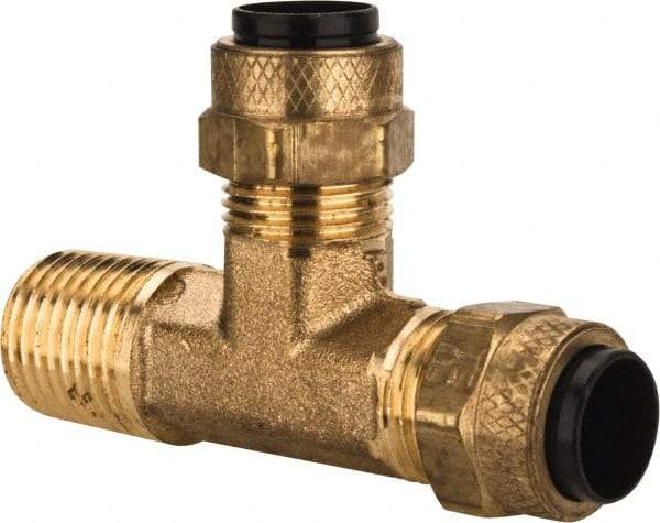 Parker - 3/8" OD, Brass Male Run Tee - 150 Max Working psi, 0 to 150°F, Comp x MNPT x Comp Ends - Americas Industrial Supply