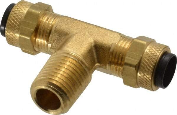 Parker - 3/8" OD, Brass Male Branch Tee - 150 Max Working psi, 0 to 150°F, Comp x Comp x MNPT Ends - Americas Industrial Supply