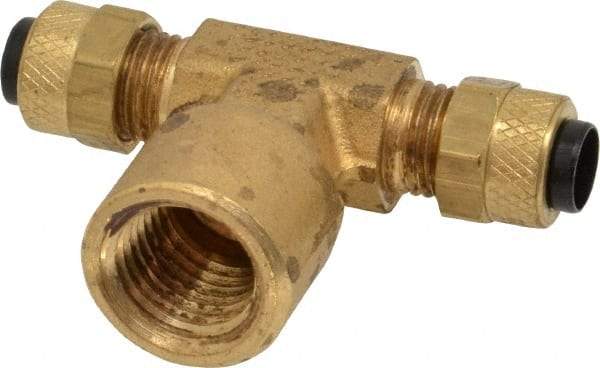 Parker - 1/4" OD, Brass Female Branch Tee - 150 Max Working psi, 0 to 150°F, Comp x Comp x FNPT Ends - Americas Industrial Supply