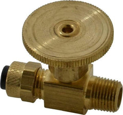 Parker - 1/4 x 1/8" Pipe, Inline Needle Valve - Poly-Tite x MNPTF Ends, Brass Valve, 150 Max psi - Americas Industrial Supply