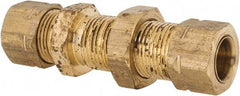 Parker - 3/8" OD, Brass Bulkhead Union - 1,000 Max Working psi, -65 to 250°F, Comp x Comp Ends - Americas Industrial Supply