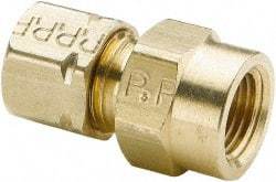 Parker - 1/4" OD, Brass Female Connector - 1,400 Max Working psi, -65 to 250°F, Comp x FNPT Ends - Americas Industrial Supply