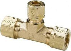 Parker - 1/2 x 1/2 x 3/8" OD, Brass Union Tee - 1,000 Max Working psi, -65 to 250°F, Comp x Comp x Comp Ends - Americas Industrial Supply
