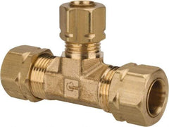 Parker - 3/8 x 3/8 x 1/4" OD, Brass Union Tee - 1,400 Max Working psi, -65 to 250°F, Comp x Comp x Comp Ends - Americas Industrial Supply