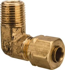 Parker - 3/16" OD, Brass Male Elbow - 1,900 Max Working psi, -65 to 250°F, Comp x MNPT Ends - Americas Industrial Supply