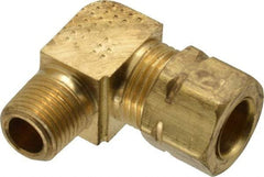 Parker - 5/16" OD, Brass Male Elbow - 1,200 Max Working psi, -65 to 250°F, Comp x MNPT Ends - Americas Industrial Supply