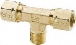 Parker - 3/16" OD, Brass Male Branch Tee - 1,900 Max Working psi, -65 to 250°F, Comp x Comp x MNPT Ends - Americas Industrial Supply