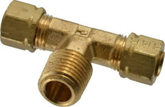 Parker - 1/4" OD, Brass Male Branch Tee - 1,400 Max Working psi, -65 to 250°F, Comp x Comp x MNPT Ends - Americas Industrial Supply