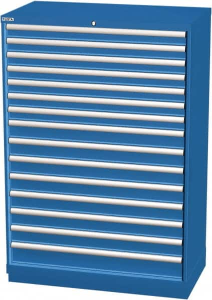 LISTA - 15 Drawer, Modular Storage Cabinet - Steel, 40-1/4" Wide x 22-1/2" Deep x 59-1/2" High, Blue - Americas Industrial Supply