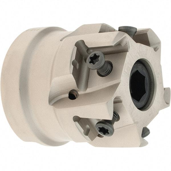 Iscar - 4 Inserts, 1-1/2" Cut Diam, 3/4" Arbor Diam, 0.492" Max Depth of Cut, Indexable Square-Shoulder Face Mill - 0/90° Lead Angle, 1.57" High, T490 LN.. 1306 Insert Compatibility, Through Coolant, Series Helitang - Americas Industrial Supply