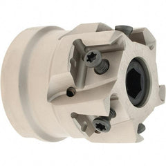 Iscar - 4 Inserts, 1-1/2" Cut Diam, 3/4" Arbor Diam, 0.492" Max Depth of Cut, Indexable Square-Shoulder Face Mill - 0/90° Lead Angle, 1.57" High, T490 LN.. 1306 Insert Compatibility, Through Coolant, Series Helitang - Americas Industrial Supply