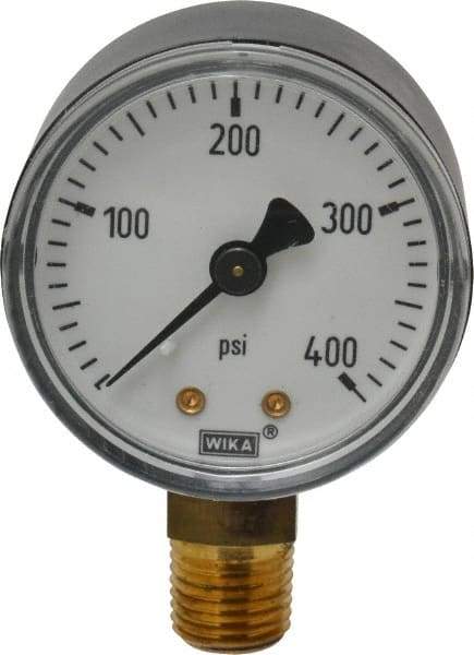 Wika - 2" Dial, 1/4 Thread, 0-400 Scale Range, Pressure Gauge - Lower Connection Mount, Accurate to 3-2-3% of Scale - Americas Industrial Supply