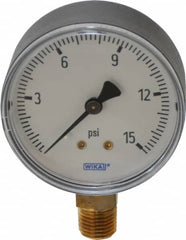 Wika - 2-1/2" Dial, 1/4 Thread, 0-15 Scale Range, Pressure Gauge - Lower Connection Mount, Accurate to 3-2-3% of Scale - Americas Industrial Supply