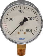 Wika - 2-1/2" Dial, 1/4 Thread, 0-2,000 Scale Range, Pressure Gauge - Lower Connection Mount, Accurate to 3-2-3% of Scale - Americas Industrial Supply