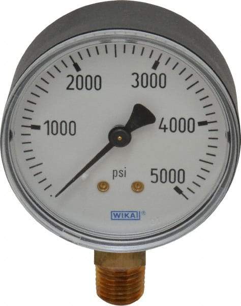 Wika - 2-1/2" Dial, 1/4 Thread, 0-5,000 Scale Range, Pressure Gauge - Lower Connection Mount, Accurate to 3-2-3% of Scale - Americas Industrial Supply