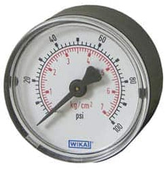 Wika - 3-1/2" Dial, 1/4 Thread, 0-160 Scale Range, Pressure Gauge - U-Clamp Panel Mount, Center Back Connection Mount, Accurate to 3-2-3% of Scale - Americas Industrial Supply