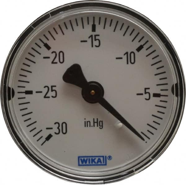 Wika - 2" Dial, 1/4 Thread, 30-0 Scale Range, Pressure Gauge - Center Back Connection Mount, Accurate to 3-2-3% of Scale - Americas Industrial Supply